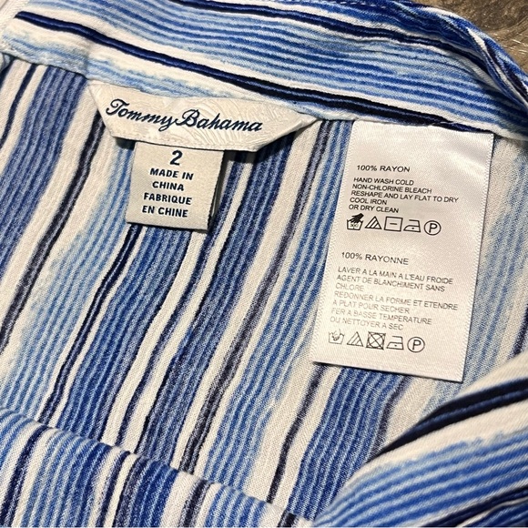 TOMMY BAHAMA Women's Divine Lines Maxi Slit Skirt White Blue Boho Stripe Size 2 - Picture 4 of 11